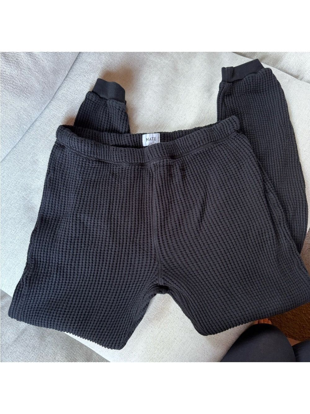 MATE the Label Black Waffle Knit Joggers